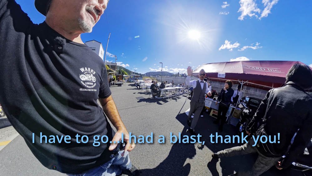 Farewell scene with locals in Ozu, Ehime, after a memorable visit