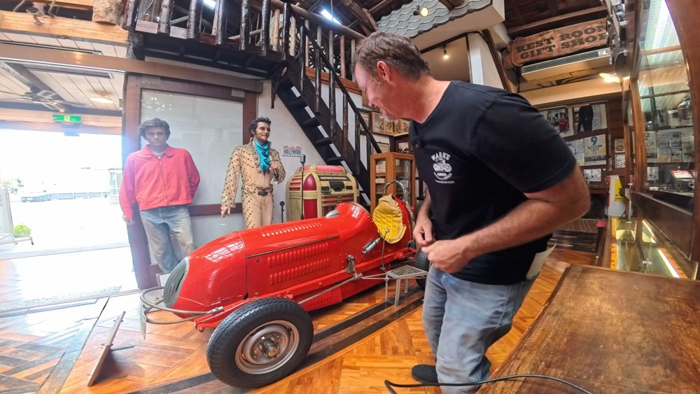 Vintage Japanese cars inside the Fukuyama Auto and Clock Museum in Hiroshima