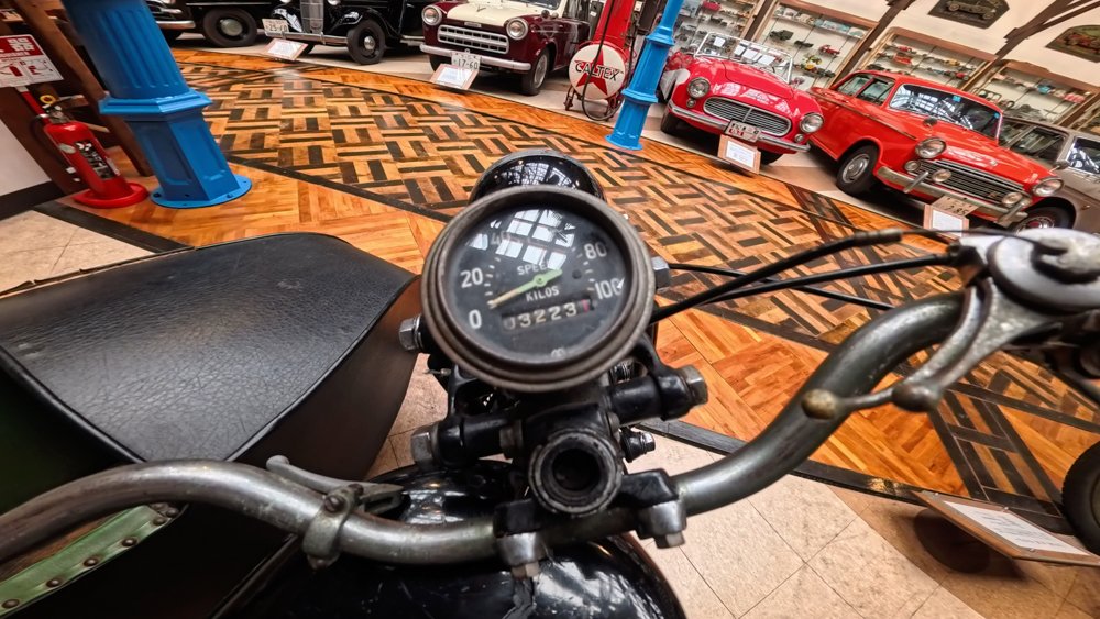 Vintage Japanese cars inside the Fukuyama Auto and Clock Museum in Hiroshima