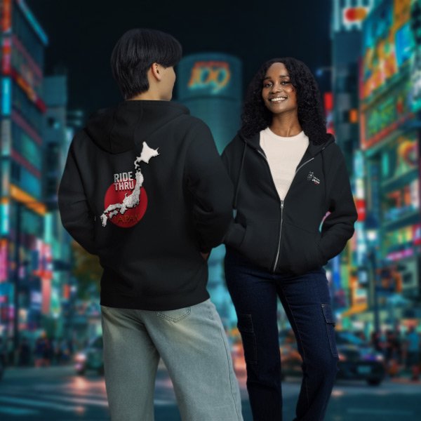 Ride Thru Japan Unisex fleece zip up hoodie